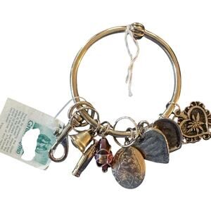 Vintage Key Bracelet By Green Rhino Silvertone With Charms